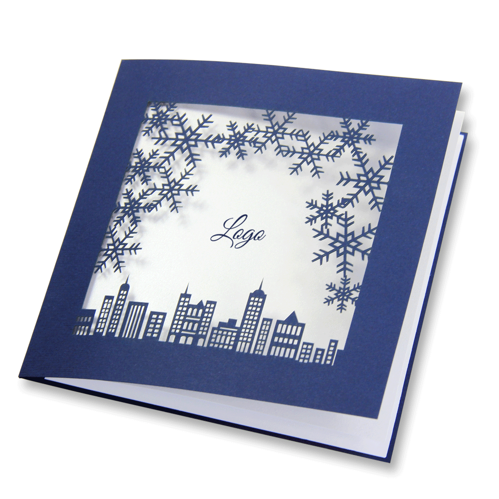 Laser Cut Navy Blue Christmas Card