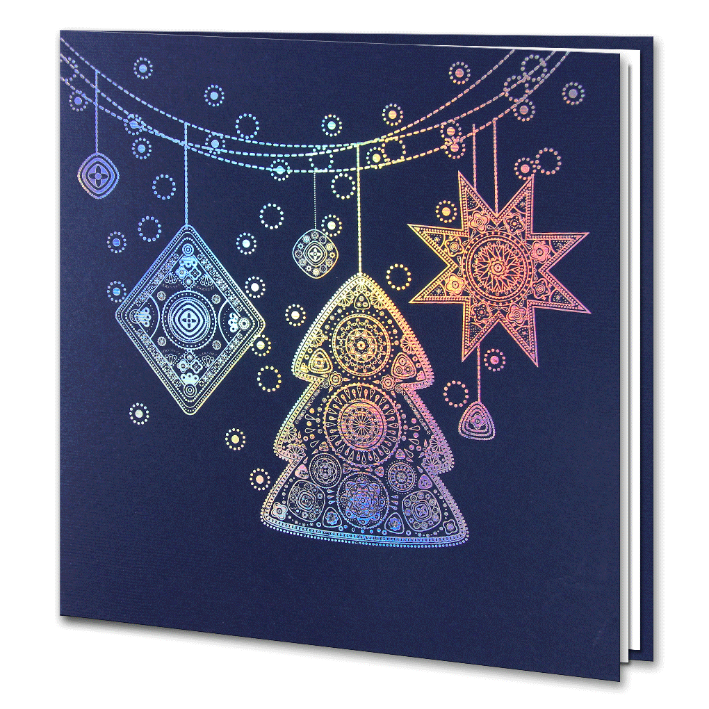 Holographic Foil Navy Blue Christmas Decorations