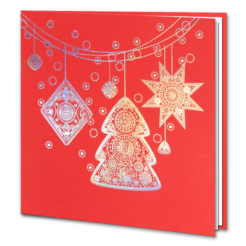 Holographic Foil Red Christmas Decorations Bespoke Corporate Greetings Holographic Foil Red Christmas Decorations Bespoke Corporate Greetings