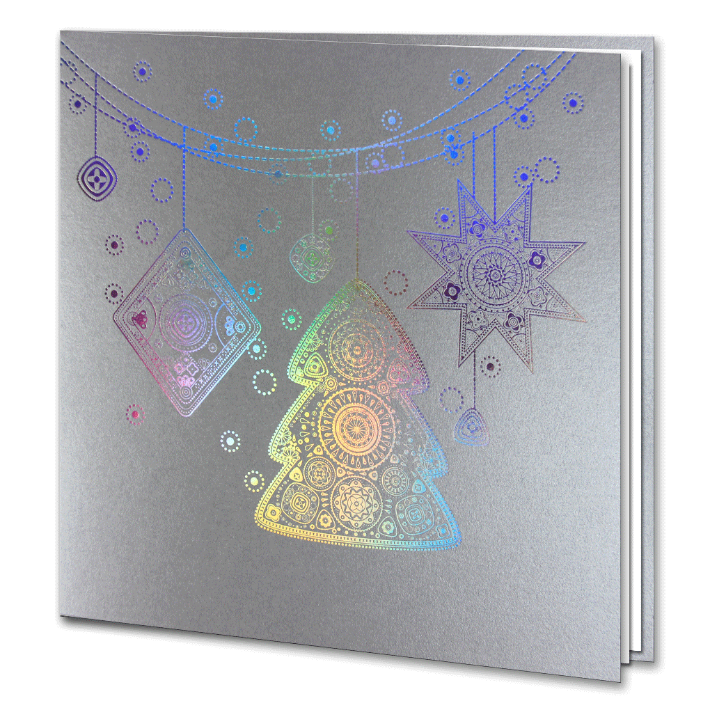Holographic Foil Silver Christmas Decorations