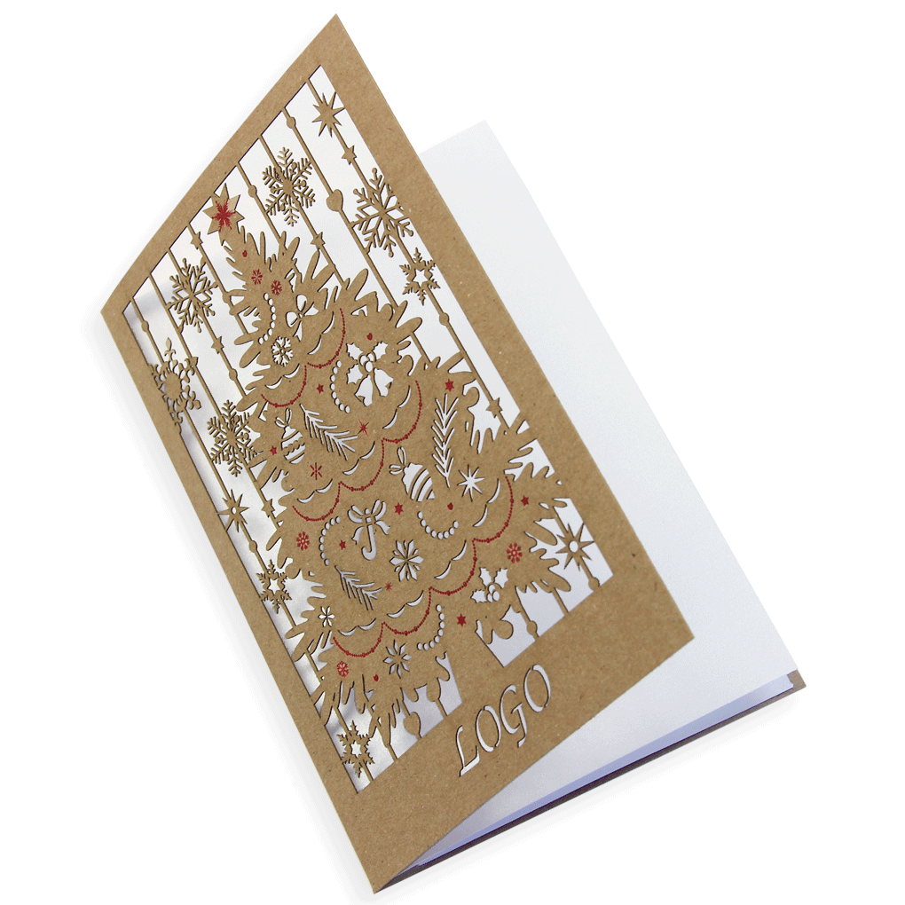 Laser Cut Eco Christmas Tree With Red Foil