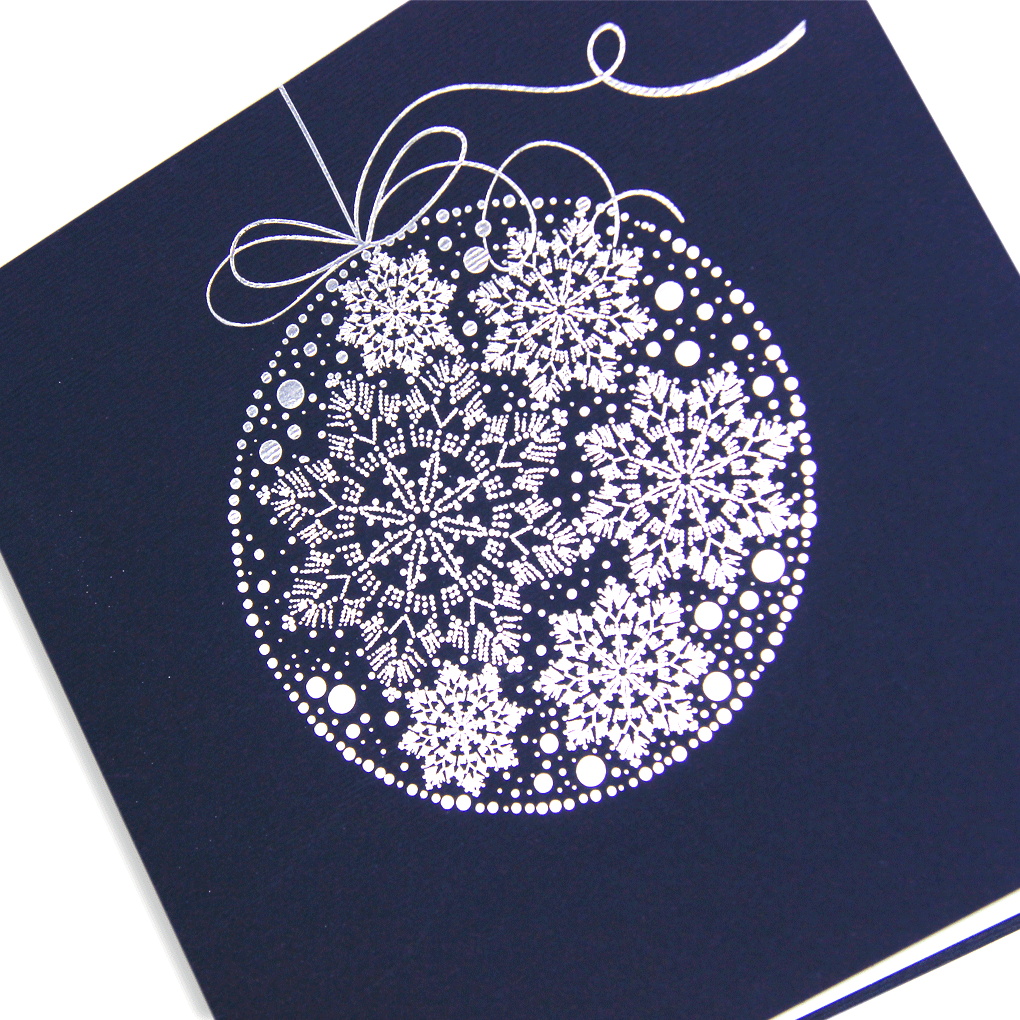 Navy Blue Silver Foil Bauble