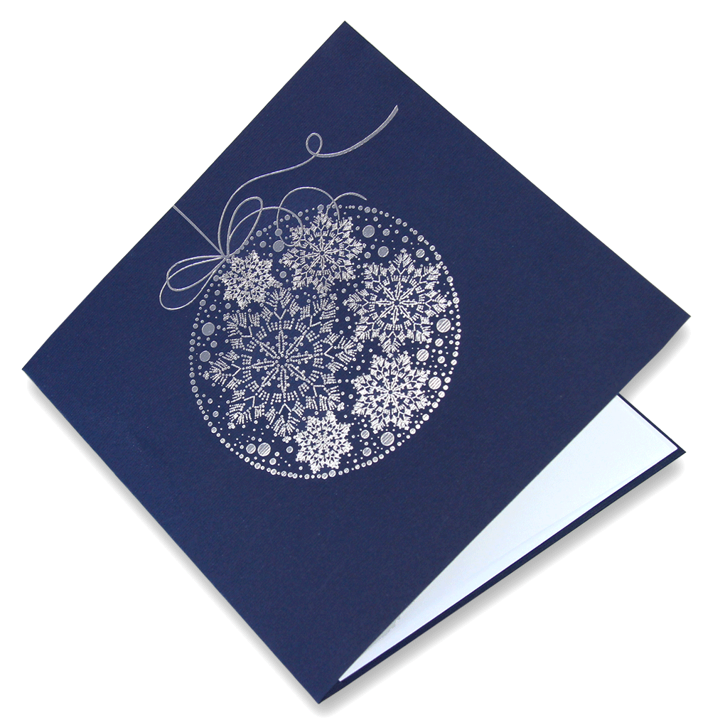 Navy Blue Silver Foil Bauble