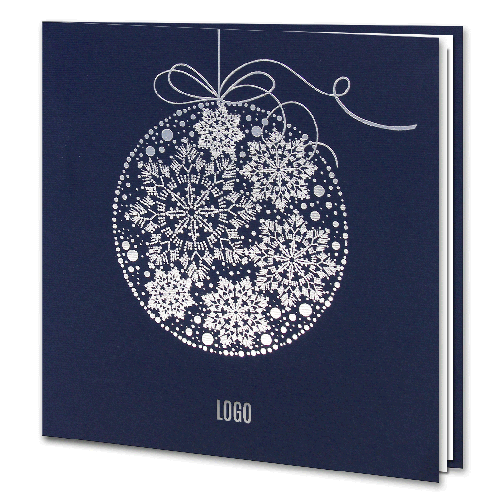 Navy Blue Silver Foil Bauble