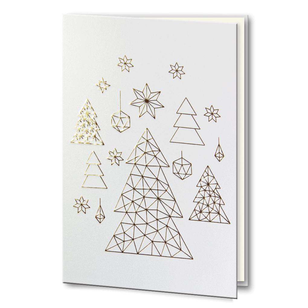 Gold Embossed Geometric Christmas Tree