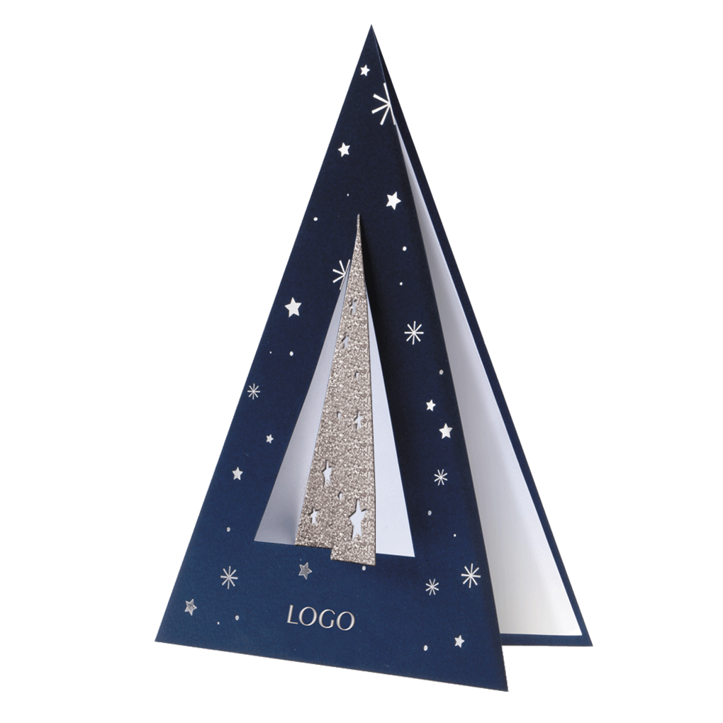 3D Navy Glitter Christmas Tree