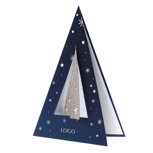 3D Navy Glitter Christmas Tree