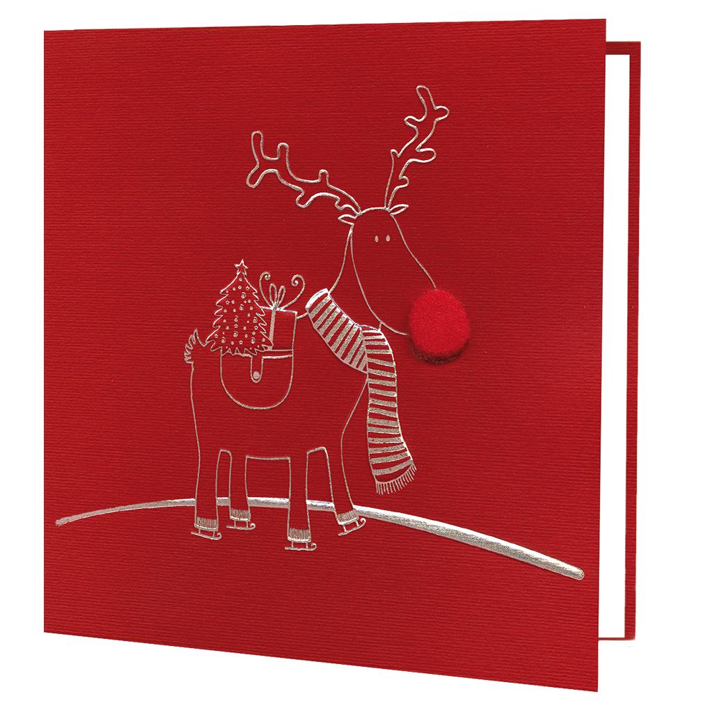 3D Red Nose Reindeer Red