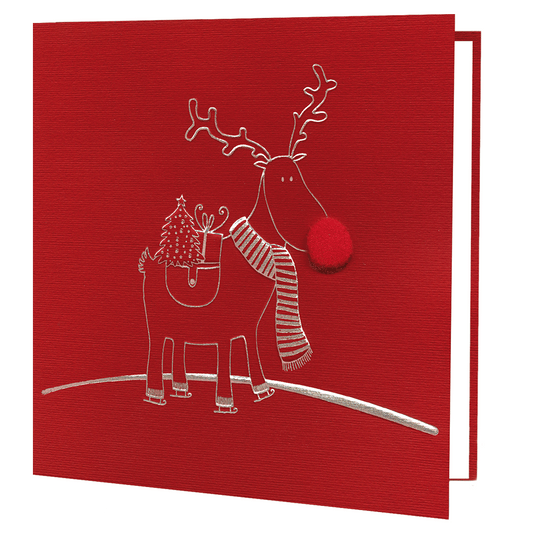 3D Red Nose Reindeer Red