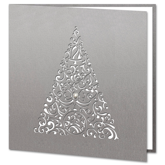 Laser Cut Silver Tree with Swarovski Crystal