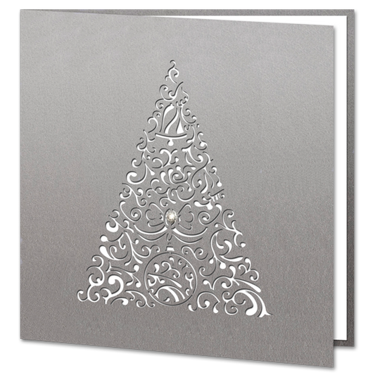 Laser Cut Silver Tree with Swarovski Crystal