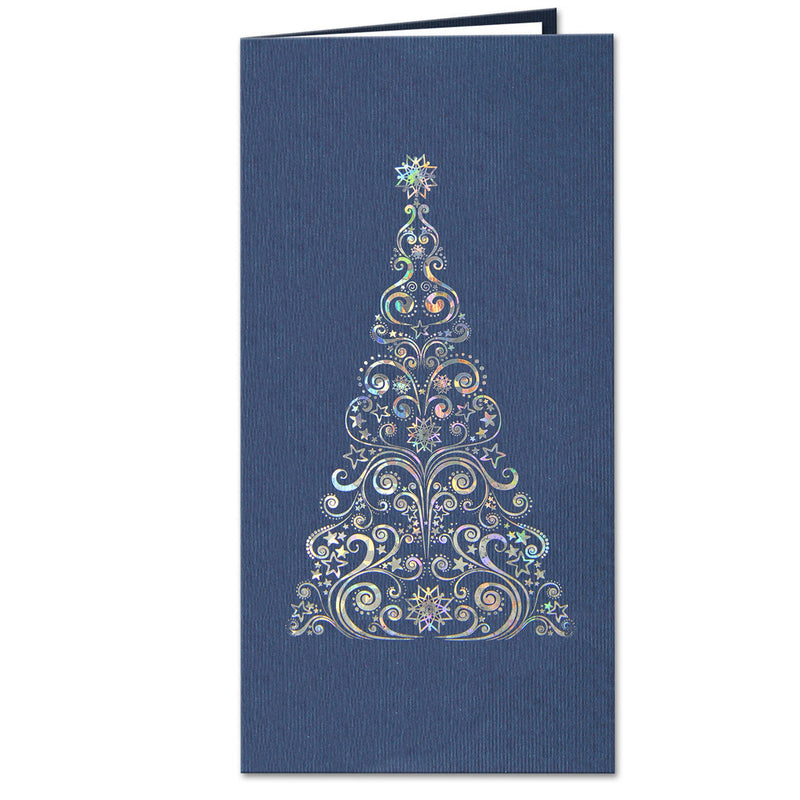Blue Navy Christmas Tree Card