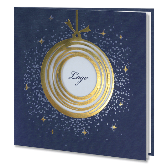 Navy Blue Laser Cut Bauble With Gold Foil