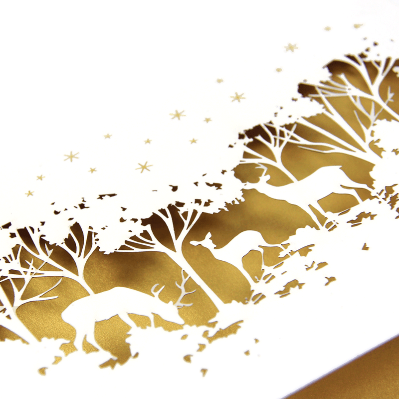 Laser Cut Christmas Card With Gold Insert