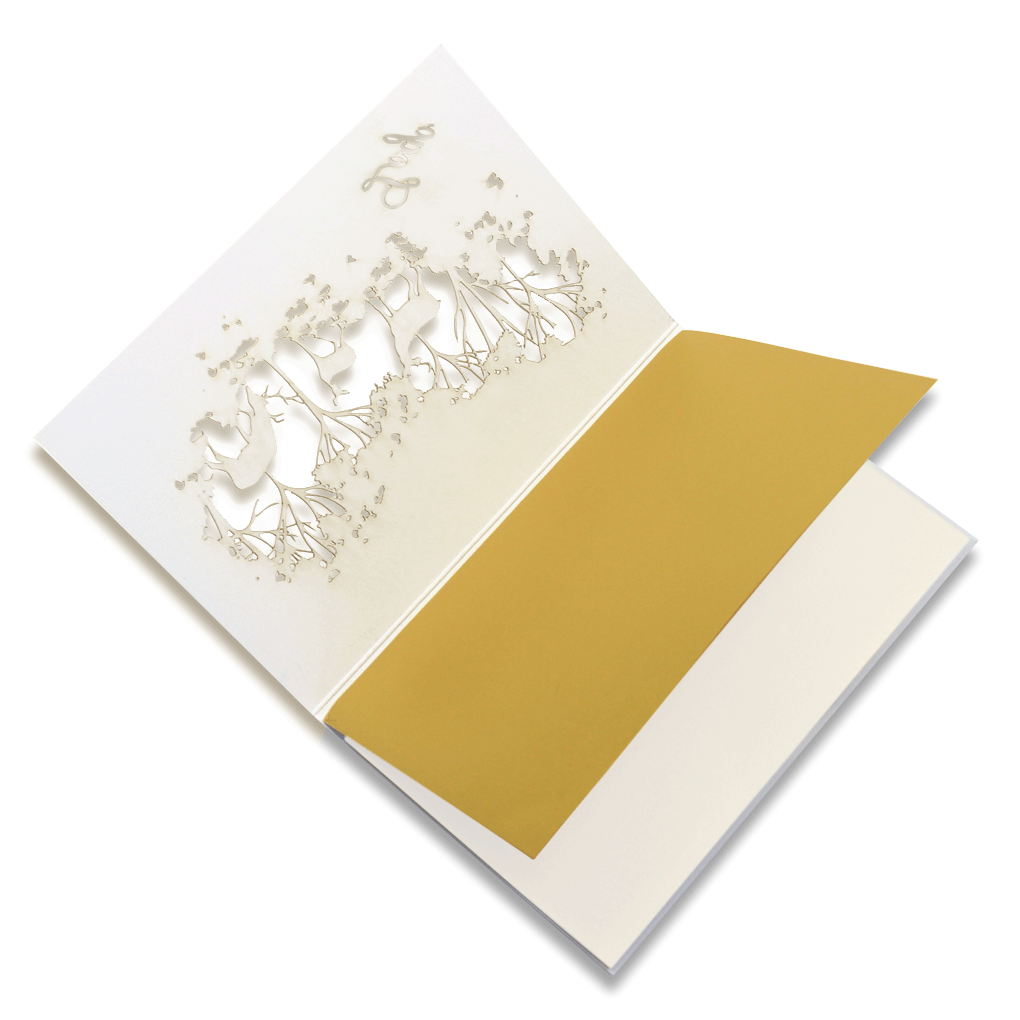 Laser Cut Christmas Card With Gold Insert