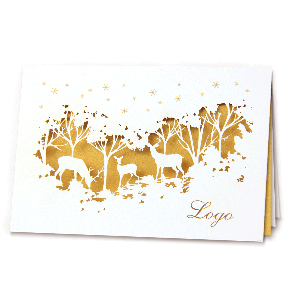 Laser Cut Christmas Card With Gold Insert