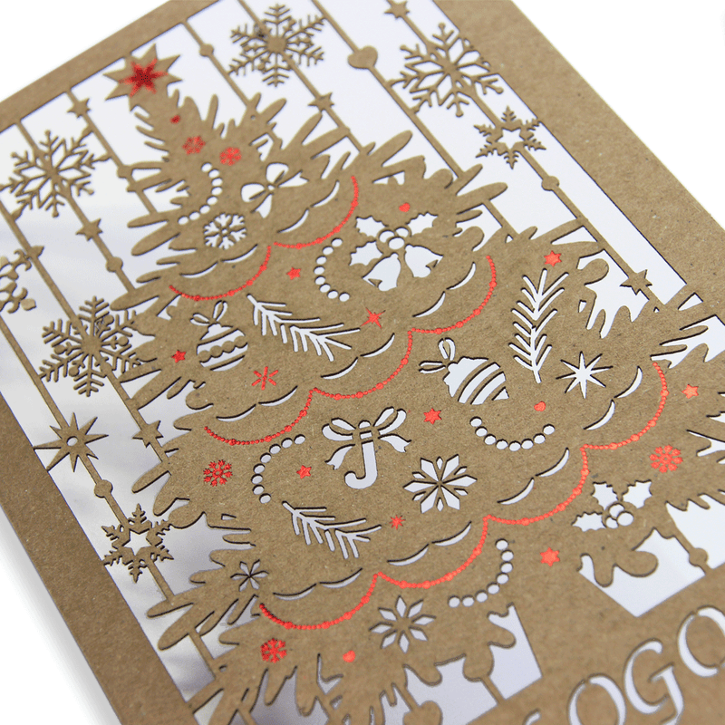 Laser Cut Eco Christmas Tree With Red Foil