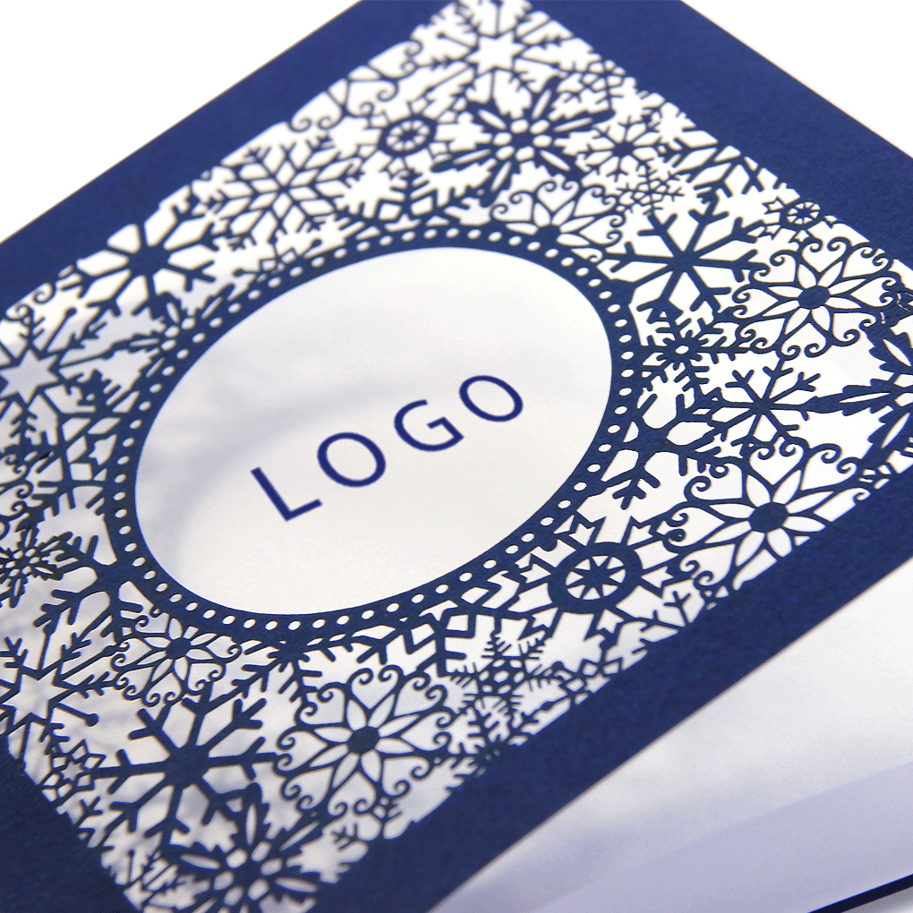 Navy Blue Laser Cut Card With Snowflakes