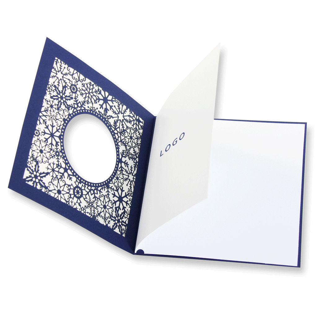 Navy Blue Laser Cut Card With Snowflakes