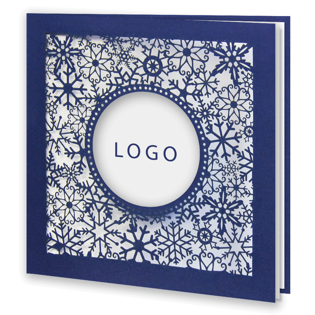 Navy Blue Laser Cut Card With Snowflakes