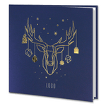 Navy Blue Gold Foil Reindeer