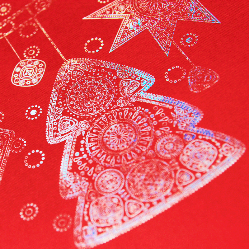 Holographic Foil Red Christmas Decorations