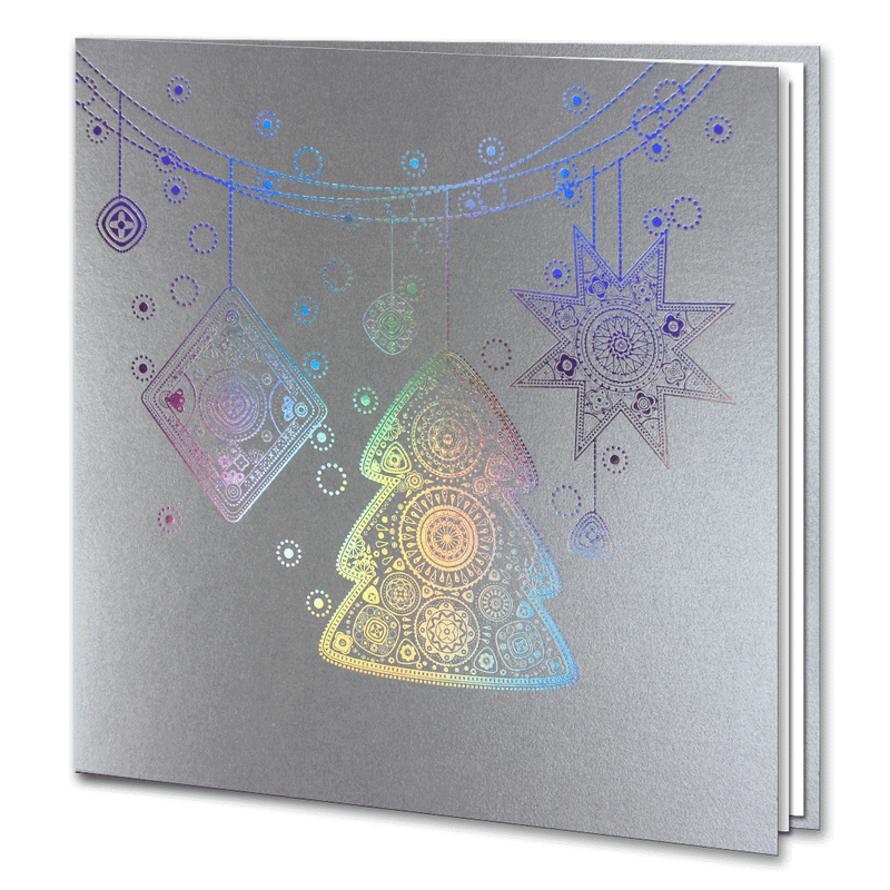 Holographic Foil Silver Christmas Decorations