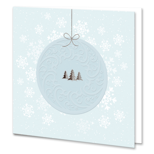 Blue Embossed Christmas Bauble With Silver Foil